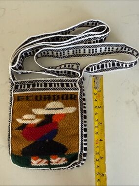 Artisanal Brown Woven Crossbody Bag with Patterned Strap